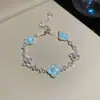 Pulseira Quadrada de Zircônia Colorida Dopamina, Toque de Luxo Leve e de Alta Qualidade, Joia Moderna, Exquisite, Fresca e Versátil