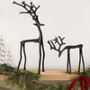 Conjunto de 2 Estátuas de Rena Pretas Figurinhas de Natal em Liga Metálica Estátuas de Rena Pretas