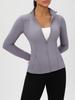 Chamarra de Yoga con Cierre Estilo Europeo y Americano para Mujer, Cuello Alto, Ceñida a la Cintura, Adelgazante Running Fitness Top, Chamarra Deportiva Ajustada 52632