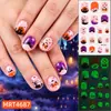 Adesivos de unha de abóbora Halloween que brilham no escuro, transfronteiriços, em estoque, design de fantasma de desenho animado, película para esmalte, adesivos de nail art à prova d'água para crianças