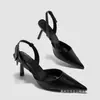Sandalias de Moda Transfronterizas Europeas y Americanas de Punta Fina Versátiles sin Talón, Estilo Maduro, Color Sólido, Zapatos Sexy para Mujer, Tacones Altos Elegantes