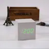 Reloj de Madera LED Multifuncional de Moda, Reloj Despertador Digital Perezoso Cuadrado Negro con Grano de Madera Silencioso Controlado por Voz Inteligente