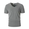 Comercio Exterior de Verano para Hombres Camisetas Casuales de Color Sólido Multicolor con Cuello en V de Manga Corta Ropa Casual para Hombres Amazon Europeo y Americano Transfronterizo