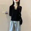 Nova coleção de outono e inverno para mulheres plus size: suéter de tricô estiloso e que afina, blusa de manga comprida estilo coreano