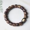 Pulsera de Agarwood Kalimantan Black Oil con Madera de Caqui Negro Cinco Sutras Pulsera Corrediza Boutique Wen Play Pulsera de Cuentas de Buda