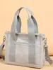 Bolsa de lona estilo bosque con múltiples compartimentos, bolsa tote pequeña estilo japonés ins para mujer, para estudiantes, para ir al trabajo y al día a día, se puede llevar cruzada