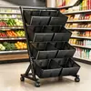 Estante de Frutas y Verduras Frescas de Supermercado, Exhibidor Móvil de Frutas y Verduras de Pie, Estante de Exhibición para Tienda de Frutas, Cesta Inclinada para Snacks de Verduras, Estante de Almacenamiento de Cocina