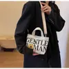 Bolsa Pequena de Lona com Letras Moda Feminina Comércio Exterior Nova Casual Estilo Ocidental Transversal para Celular Bolsa de Mão para Sair Atacado