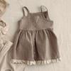 Falda con Tirantes Personalizada Nueva 2025 para Niñas Estilo Ins Verano Estilo Coreano Estilo Extranjero Ropa Blanca de Gama Alta para Niños