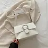 Hebilla de Cinturón 2025 Verano Nuevo Estilo Simple Retro Color Sólido Estilo Moderno Bolso Cruzado de Hombro Bolso Cuadrado Pequeño para Mujer