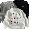 Moletom infantil de algodão puro, moderno, com desenho animado, estiloso, versão coreana, para primavera e outono, corte solto, para meninos, top casual