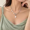 Colar Pingente Pérola Barroca Venda Quente Estilo Europeu e Americano Colar Corrente Pérola Imitação Vintage Corrente de Lã Moda Feminina
