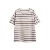 Yidao Vintage 2026 Verano Nuevo Japonés Retro Color Sólido Bloque de Color Rayas Cuello Redondo Holgado Casual Unisex Camiseta de Manga Corta