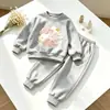 Conjunto para Meninas Estilo Coreano Moda Primavera e Outono Top Tendência Novo Estilo Xiangyun Moletom com Capuz Manga Longa Calças Jogger Conjunto Elegante de Duas Peças