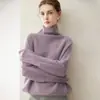 Suéter casual de cachemira de cuello alto para mujer con mangas raglán, 100% cachemira pura, grueso, jersey, tejido de punto holgado