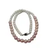 Colar de Pérolas Swarovski com Gradiente Rosa, com um Toque Doce e de Alto Padrão, Corrente para Clavícula Choker Simples e Moderna para Mulheres