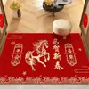 Capacho de Porta de Entrada de Ano Novo, Capacho Decorativo Antiderrapante Festivo para Casa Estilo Chinês Novo, Tapete Decorativo para Hall de Entrada, Capacho Vermelho
