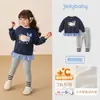 [7A Antibacteriano] Roupa Infantil para Meninas, Conjunto Casual de Duas Peças para Outono, Nova Roupa Estilosa de Outono e Inverno para Bebês Meninas