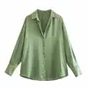 Atacado de roupas femininas de verão estilo europeu e americano, nova camisa feminina multicolorida com textura de cetim de seda, camisa solta, top justo