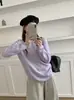 Camiseta básica de punto sin costuras de cuello alto, nuevo estilo otoño e invierno, suelta y estiliza, suéter pullover suave y acogedor para mujer