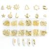 2022 Cross Border Inverno nail Art Ornamentos Natal Dourado 12 Grade Floco de Neve Árvore de Natal nail Art Ornamentos Atacado prego