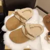 Pantuflas de invierno 2026 para mujer, de suela gruesa, con lazo y diseño mullido, versátiles y sencillas, con punta cerrada.