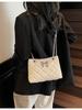 Bolsa de Corrente Bordada Matelassê de Comércio Exterior para Mulheres 2025 Nova Bolsa Quadrada Pequena Elegante com Laço Versátil Bolsa Transversal de Ombro