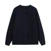 Cárdigan de punto casual de cuello redondo, de un solo botón, con doble bolsillo y manga larga, chaqueta suéter casual de moda de otoño para mujer
