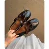 Primeiro Encontro Jifa Sapatos Femininos de Salto Baixo Franceses Laço Plissado Plano Mary Jane Bico Redondo Retro Cordão Solado Macio Sapatilhas