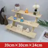 Estante de exhibición para cajas sorpresa, organizador de almacenamiento de escritorio multicapa, estante de escalera de madera personalizado para figuras Pop Mart