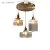 Candelabro de Latón y Vidrio Japonés Retro Lámpara Moderna Minimalista para Comedor Sala de Estar Lámpara de Noche de Lujo Nórdico para Dormitorio
