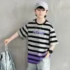 Camiseta de Verano de Manga Corta para Niños Nuevo Estampado de Rayas para Niños de Edad Media y Mayores Versátil Elegante Top Casual de Verano para Niños Moderno