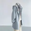 2026 Nuevo Estilo Abrigo de Lana Súper Elegante para Invierno Profundo Estilo Coreano para Estudiantes Pequeñas Abrigo Azul para Mujeres