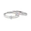 Anillos de Pareja Promesa Originales Plata de Ley 925 Diseño Único Anillo Sencillo de Lazo Anillo de Circonita Microincrustada