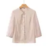 Camisa Nova Estilo Chinês com Gola Alta para Mulheres Idosas, Blusa Top de Verão para Vovó - Coleção Primavera 2026 da Mamãe