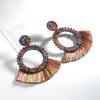 Pendientes étnicos con borlas, retro, exagerados, con diseño de encaje en abanico, pendientes transfronterizos, pendientes populares al por mayor