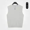 Colete de Tricô Masculino Estilo Old Money, Gola Henley Lisa, Luxuoso e Sofisticado, Quente Colete Suéter para Outono e Inverno