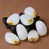 Pingente Atacado de Pedra Bruta de Jade Branco Afegão Pingente de Pedra Bruta de Jade Polido com Pele e Cor Imitação de Pedra Matéria-Prima de Semente de Jade Hetian
