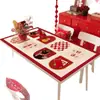 Mantel de Mesa de Año Nuevo, a Prueba de Aceite, Impermeable, No Lavable, Resistente al Calor, Mantel de Atmósfera Roja, Protector de Mesa de Dibujos Animados del Año del Caballo