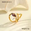 Anillo Irregular de Acero Inoxidable Chapado en Oro con Circonita Incrustada, Diseño Europeo y Americano Transfronterizo, Joyería Ins de Nicho para Mano al por Mayor