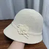 Novo Estilo Simples e Elegante Chapéu de Sol para Mulheres no Verão, Aba Larga, Chapéu Emagrecedor, Chapéu de Pescador Tricotado, Chapéu Balde Respirável com Proteção Solar
