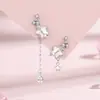 Pendientes Originales de Estrella Brillante y Nácar para Mujer, Plata de Ley, Estilo Coreano, Pendientes de Borla Frescos y Asimétricos, Pendientes de Alta Gama