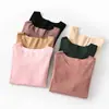 Nuevo Top Cálido de Forro Polar Doble Cara Otoño e Invierno 2022 Camiseta Básica Cálida de Cuello Redondo de Forro Polar Camiseta sin Costuras Ajustada para Mujer
