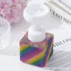 Garrafa Vazia Quadrada Portátil com Cravejamento de Diamantes Transfronteiriça, Garrafa de Pressão Recarregável Floral de Luxo Leve para Shampoo, Gel de Banho e Loção para as Mãos