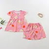 Conjunto de Roupas de Casa Estilo Verão 2026 para Crianças, Conjunto de Duas Peças de Pijama Respirável com Mangas Curtas para Meninos e Meninas, Roupas com Ar Condicionado