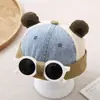 Sombreros de Sol para Bebé de Primavera y Verano al por Mayor, Lindos Sombreros de Protección Solar para Niños con Forma de Gafas, Sombreros Hip-Hop de Malla Parcial Estilo Coreano