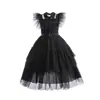 Miércoles Adams cos ropa fiesta infantil Adams un vestido negro de gasa una generación de pelo