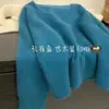 Suéter azul com decote V para mulheres, peça de outer wear para outono e inverno, estilo solto e casual, top pullover macio e aconchegante que cobre a barriga
