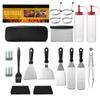 Set de Utensilios Teppanyaki de Acero Inoxidable Pala Gruesa para Parrilla Set de Palas para Cocinar Botella de Kétchup Set de Herramientas para Barbacoa y Horneado