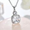 Qingxing Square Diamond Colar Europeu e Americano com Oito Coração e Oito Setas AAA Zircon Colar Moda Simples Mulheres Distinto Pingente Quadrado Gordo